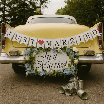 Decoration voiture mariage lettres capitales noires