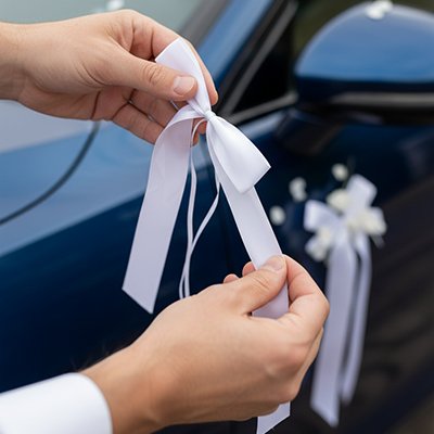 Decoration voiture mariage pose rapide