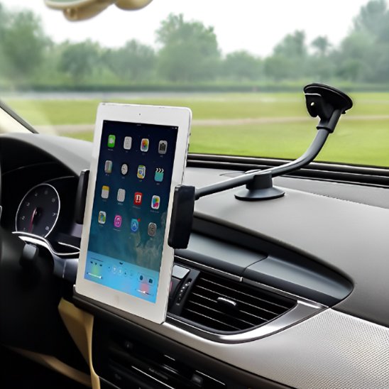 support tablette horizontale vue sur route