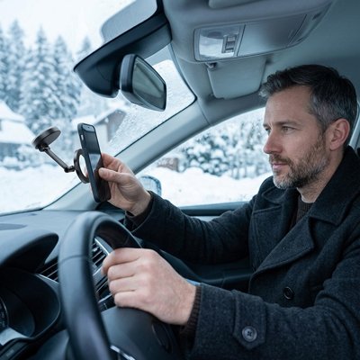 Support telephone voiture design noir compacte