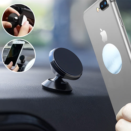 support telephone voiture rond noir