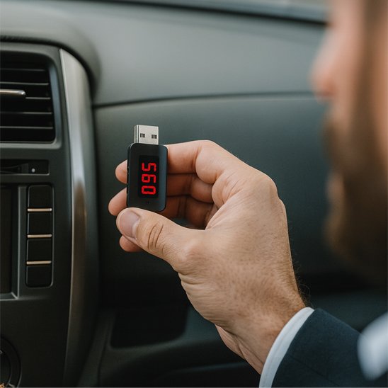 transmetteur FM bluetooth tenu dans la main