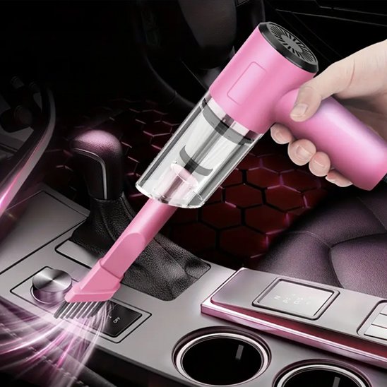 Aspirateur voiture sans fil rose batterie rechargeable