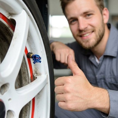 Bouchon valve pneu​ tete de mort bleu