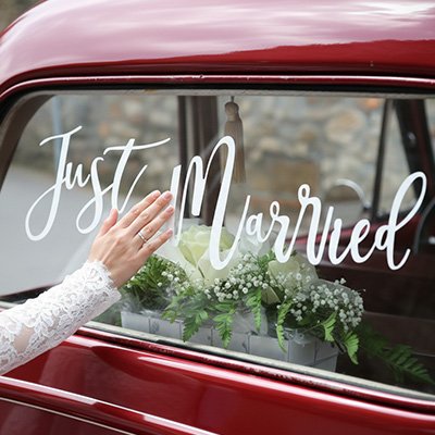 Décoration voiture mariage elegance du just married