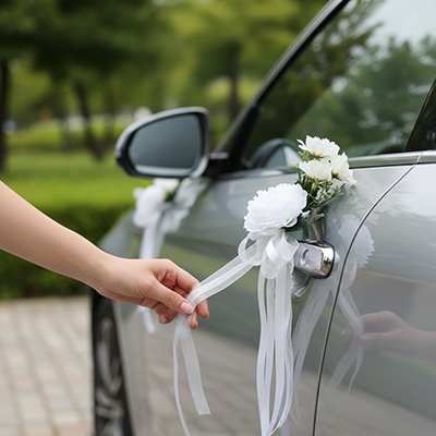 Décoration voiture mariage pour poignees de porte