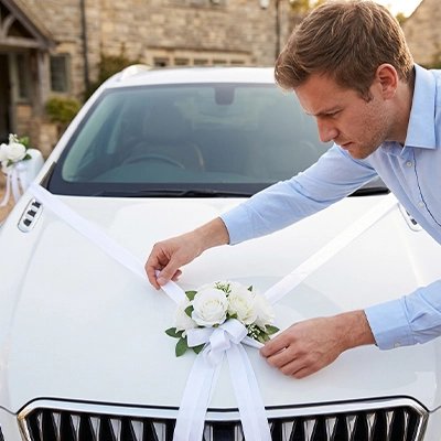 Decoration voiture mariage ajustement facile