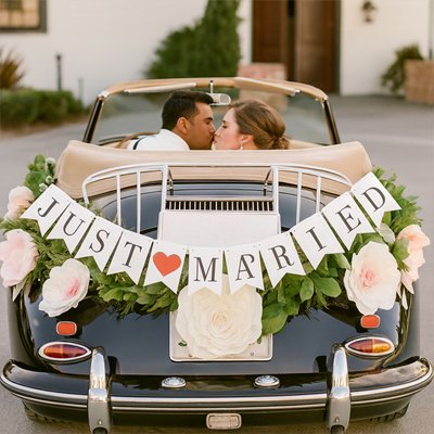 Decoration voiture mariage banniere extensible
