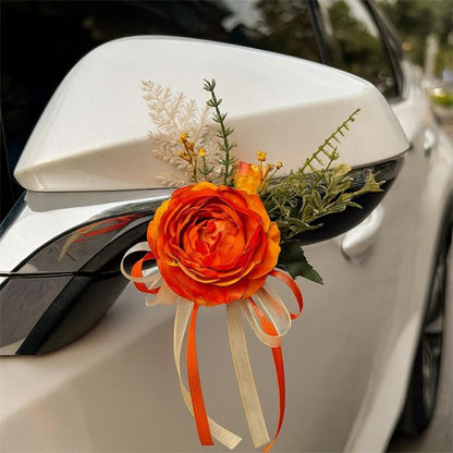 Decoration voiture mariage composition florale