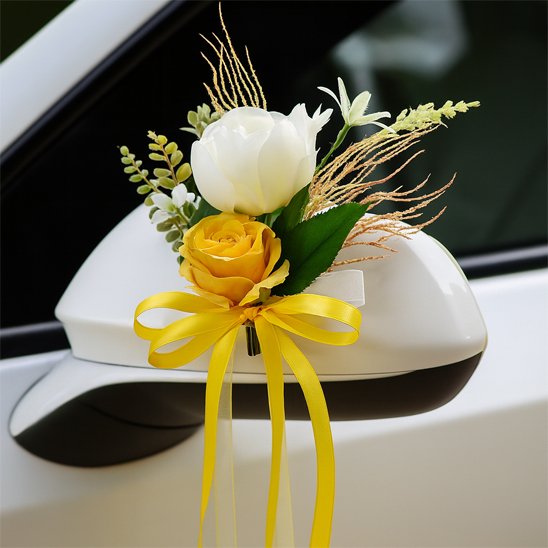 Decoration voiture mariage palette de couleurs variees