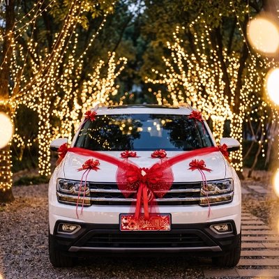 decoration voiture mariage rouge passion