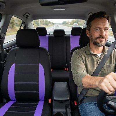 Housse de siege auto violet protection adaptee