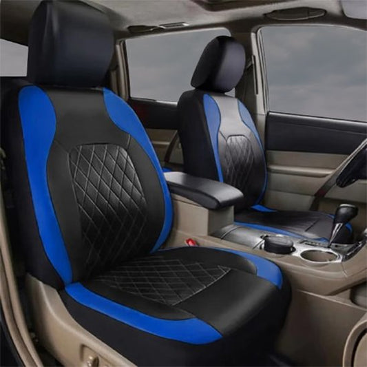 Housse de siege de voiture similicuir matelasse bleu
