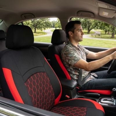 Housse de siege voiture motif nid d'abeille rouge