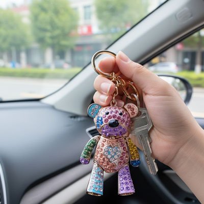 Porte clé ourson aux reflets scintillants