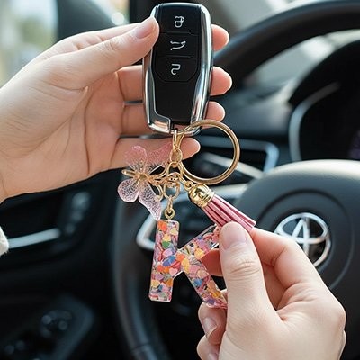 Porte clé inclusion decoratives variees