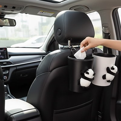 Poubelle de voiture​ panda distributeur de mouchoirs integre
