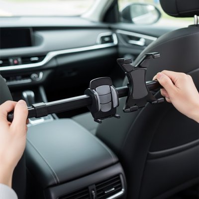 Support tablette voiture fixation simultanee et smartphone