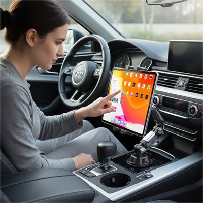 Support tablette voiture rotation a 360 degres en un geste
