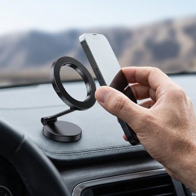 Support telephone voiture compatible avec appareils equipes d'une plaque magnetique